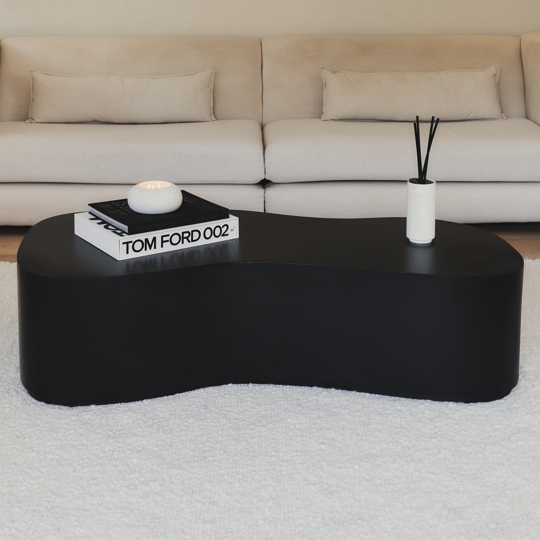 Arlo - Minimal Black Large Irregular Shaped Coffee Table