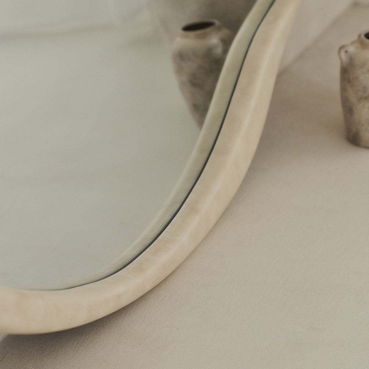 Arcurva - Large Overmantle Concrete Irregular Mirror 130cm x 80cm