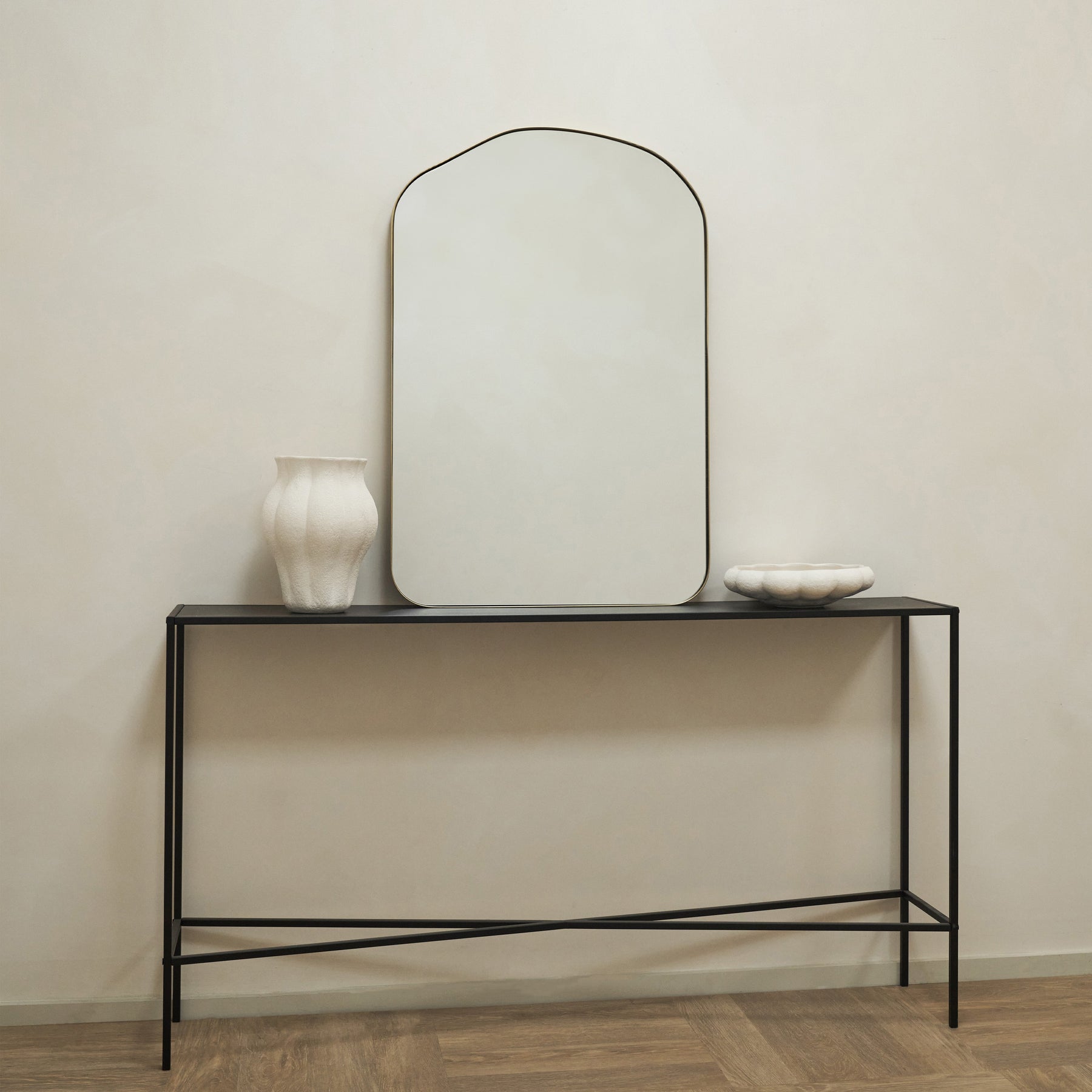 Astrid - Irregular Arched Gold Metal Wall Mirror 90cm x 60cm