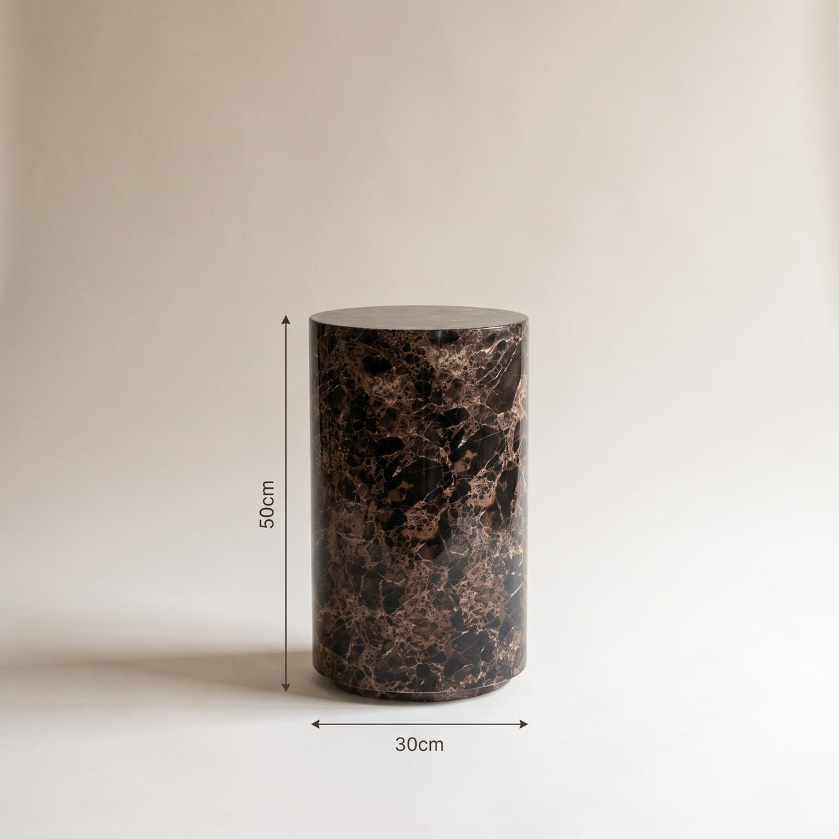 Atella - Dark Emperador Round Premium Solid Marble Side Table