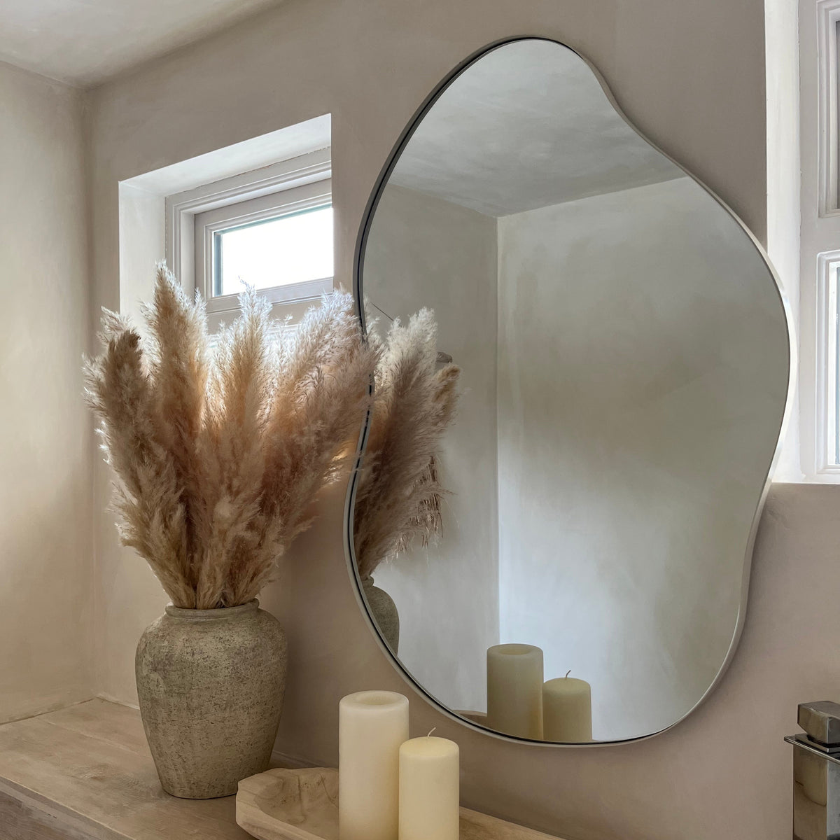 Ava - Ecru Pond Shaped Irregular Mirror 100cm x 70cm