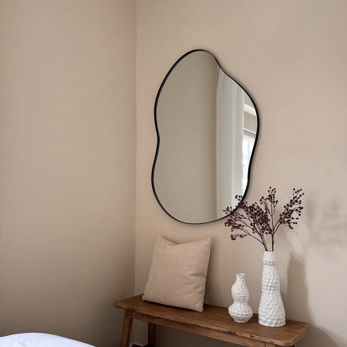 Ava - Black Pond Shaped Irregular Mirror 100cm x 70cm
