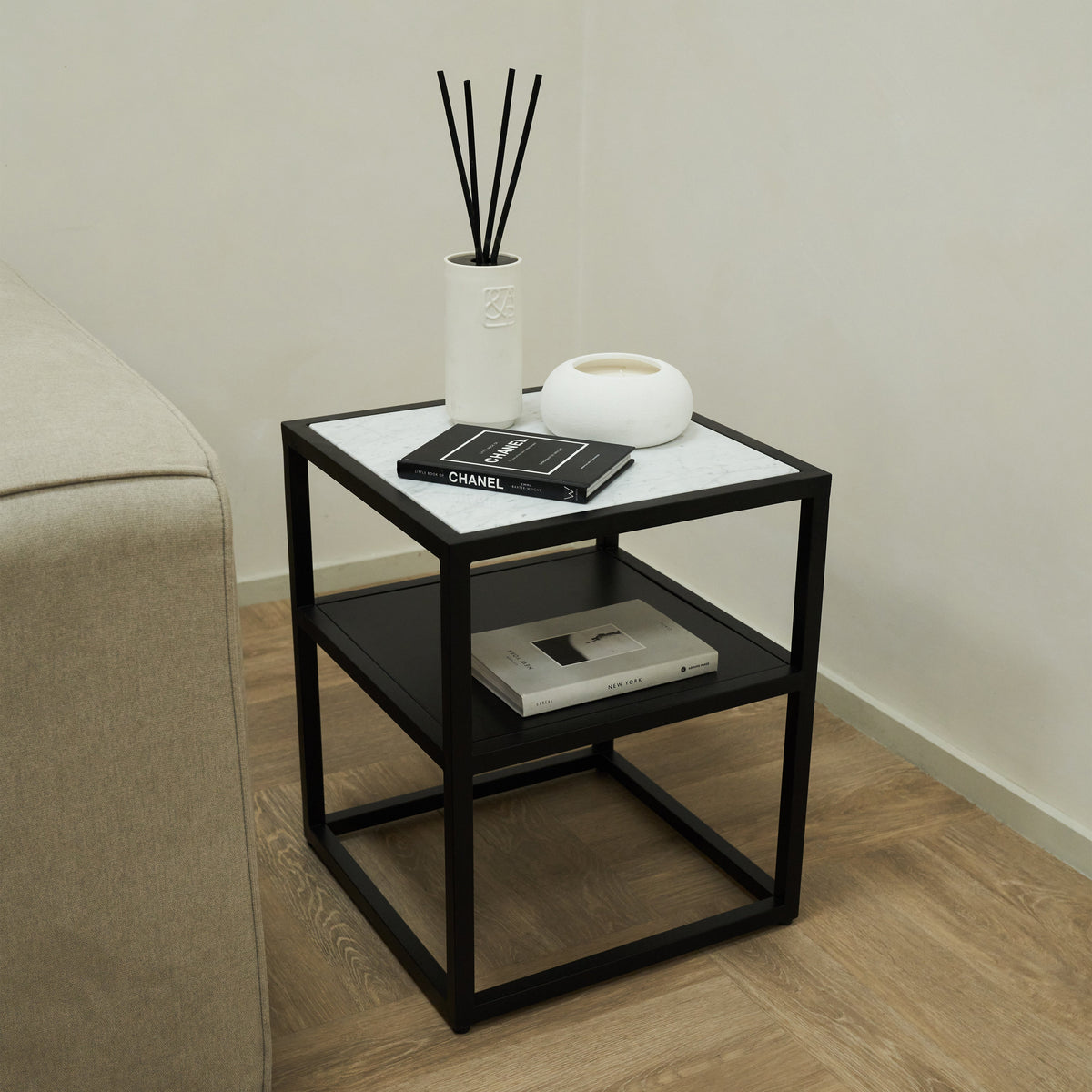 Axel - White Marble Square Side Table