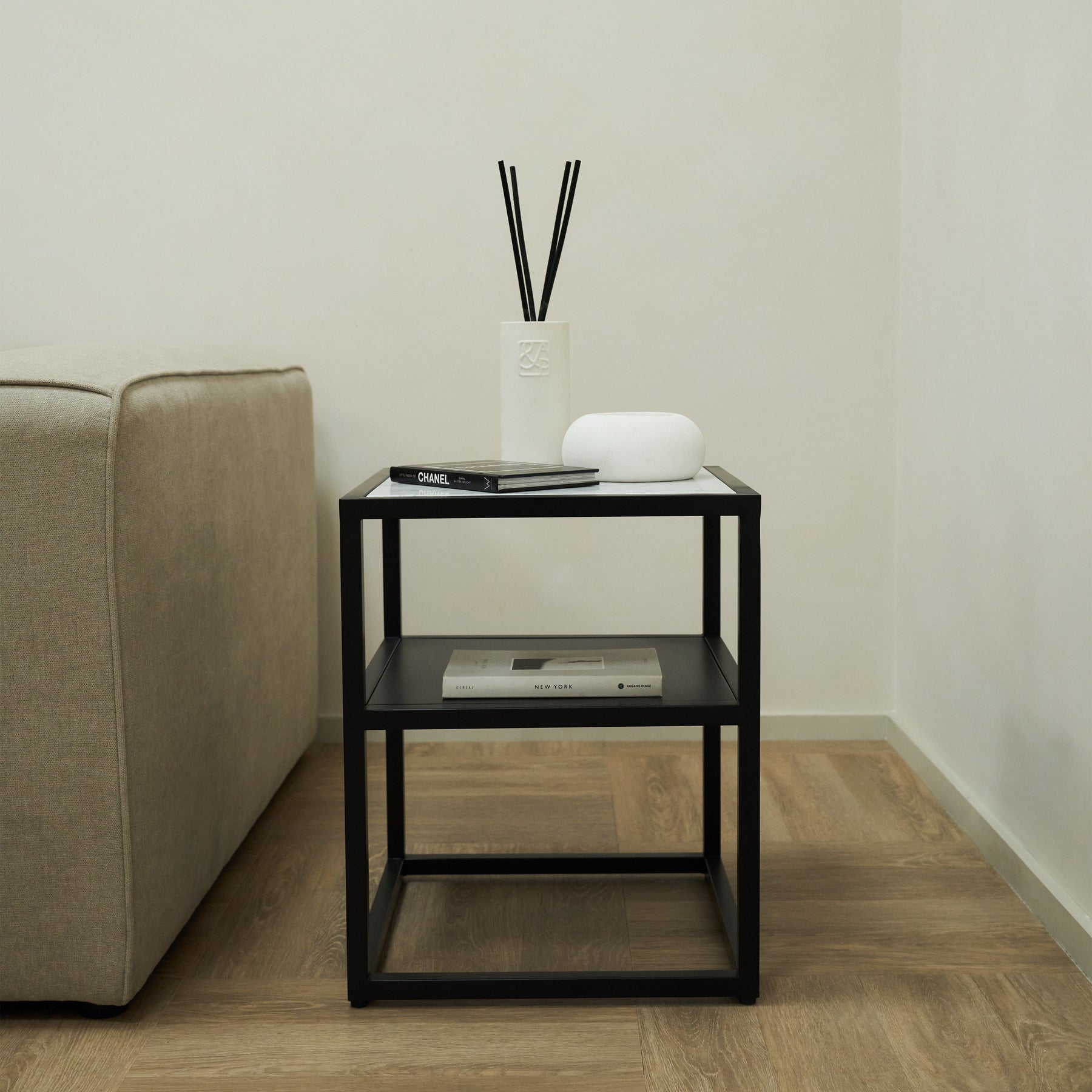 Axel - White Marble Square Side Table