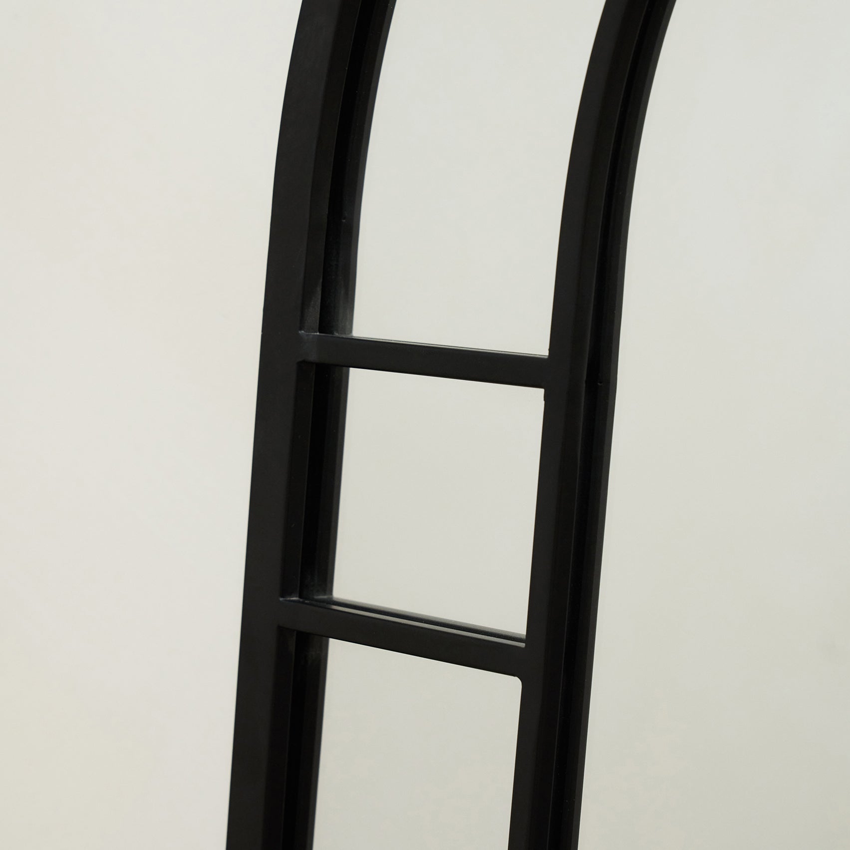 Alternate shot of Black Industrial Full Length Arched Metal Mirror frame