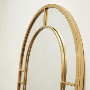 Top half of Gold Industrial Full Length Arched Metal Mirror