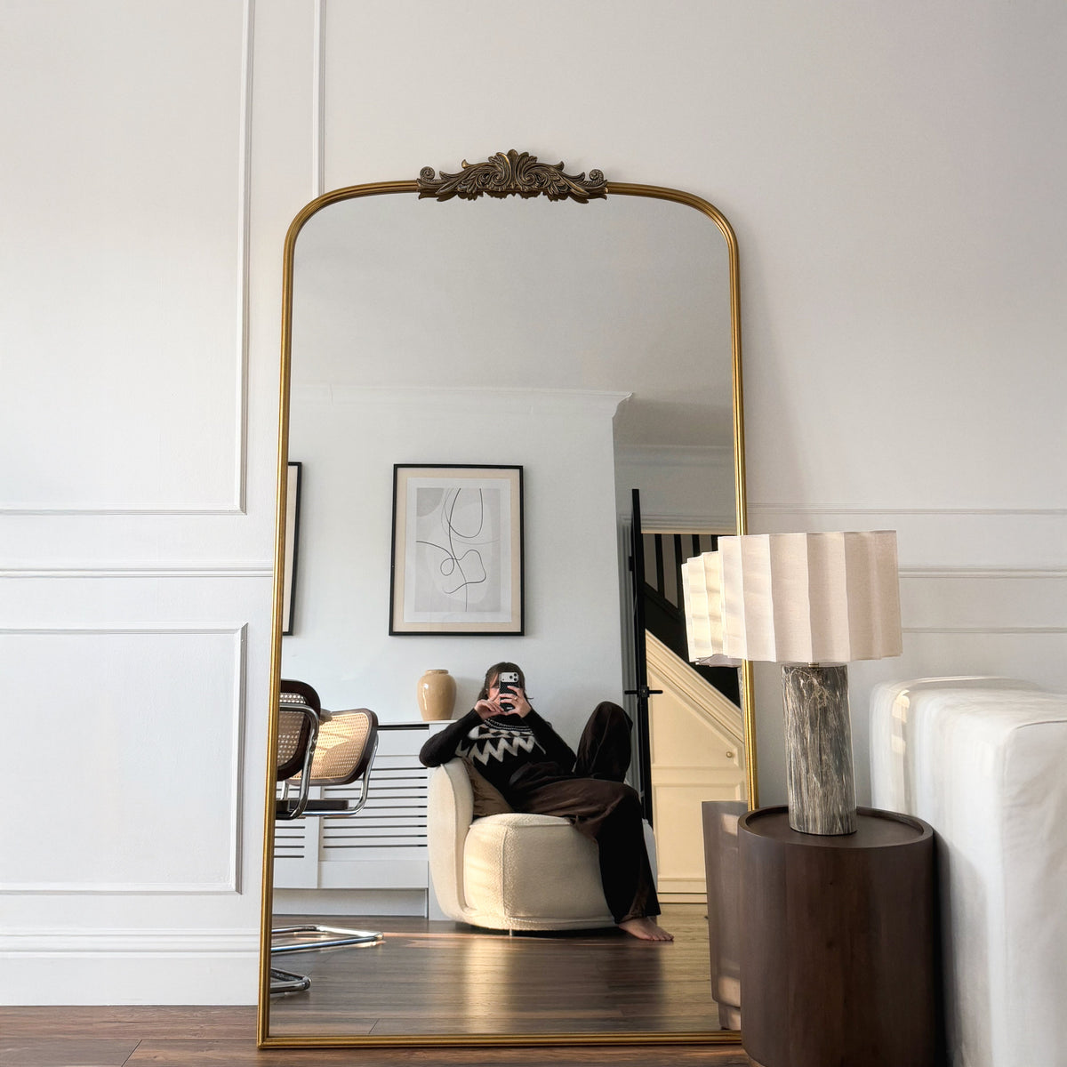 Amelia - Full Length Gold Arched Metal Mirror 186cm x 100cm