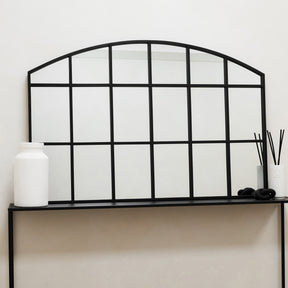 Bridgewater - Black Industrial Arched Metal Window Mirror 120cm x 80cm