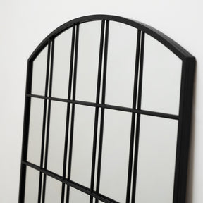 Bridgewater Portrait - Black Industrial Arched Metal Window Mirror 90cm x 75cm