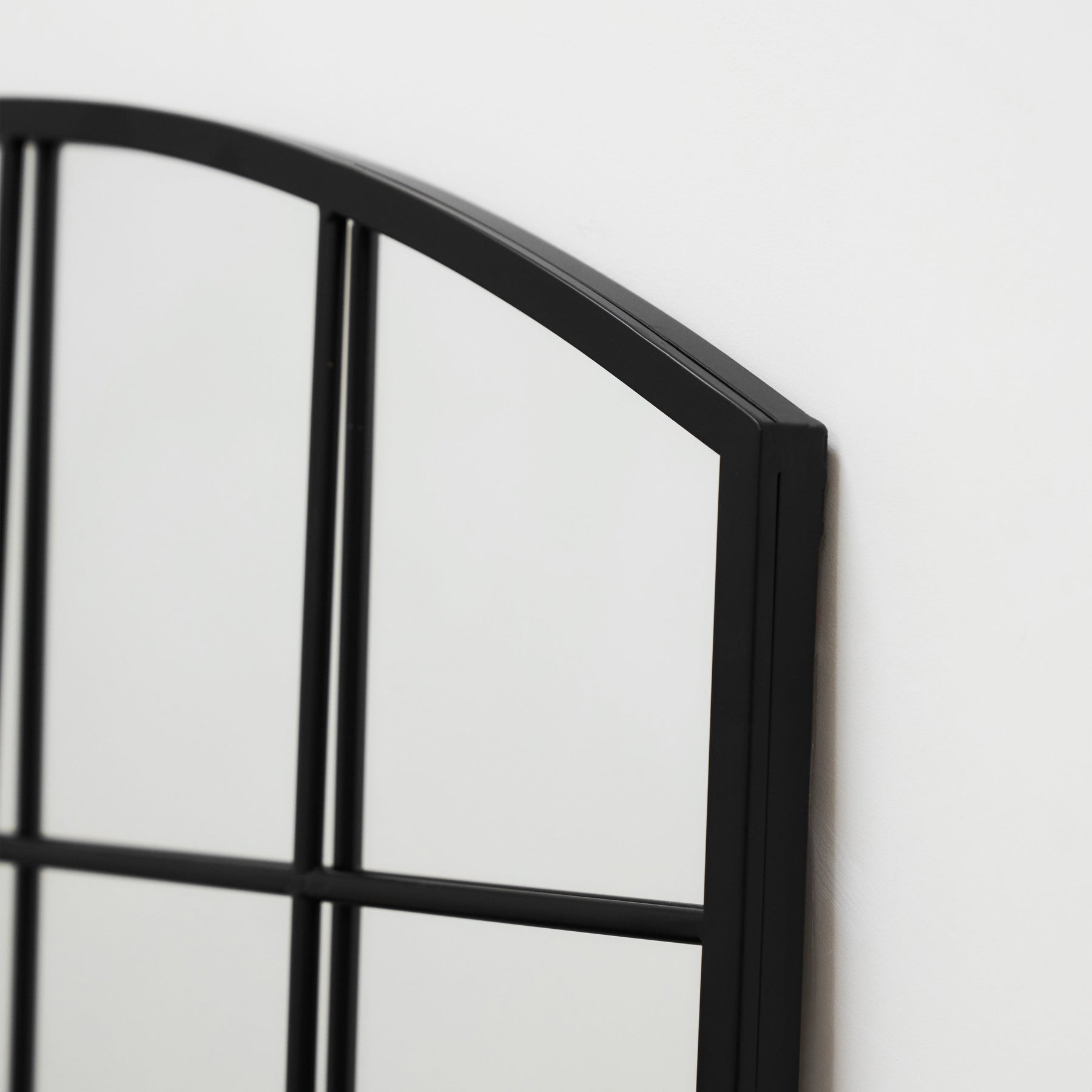 Bridgewater Portrait - Black Industrial Arched Metal Window Mirror 90cm x 75cm