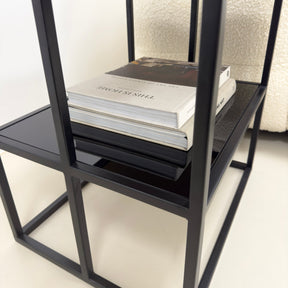 Brooklyn - Black Modern Rectangle Tinted Mirrored Side Table v2