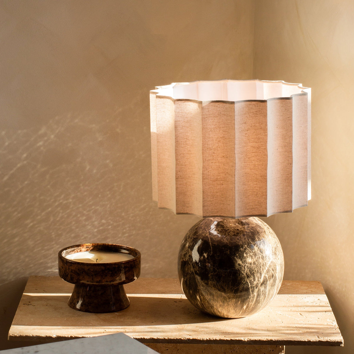 Caia - Dark Emperador Scallop Shade Table Lamp