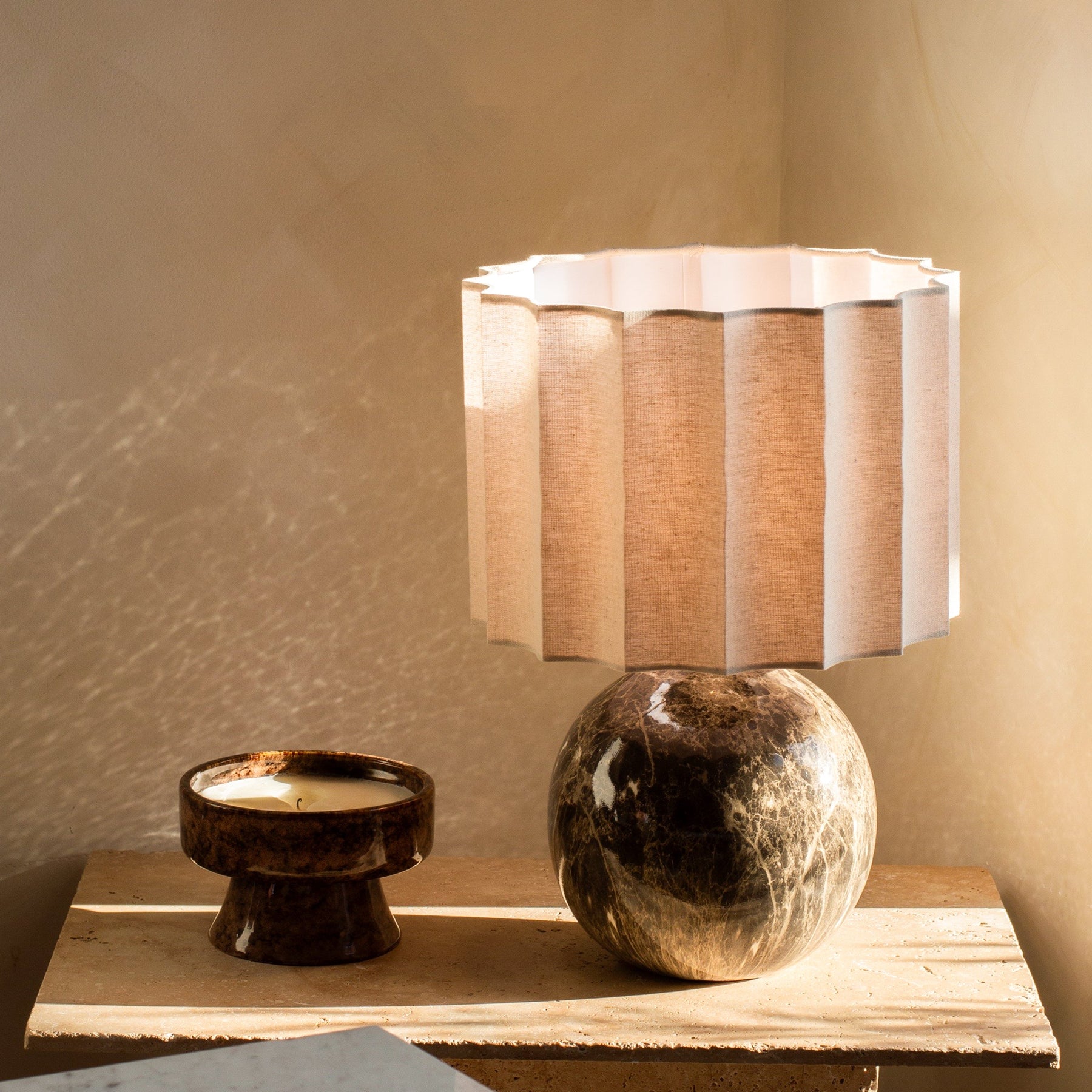 Caia - Dark Emperador Scallop Shade Table Lamp