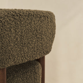 Cara - Boucle Accent Chair Olive & Dark Wood