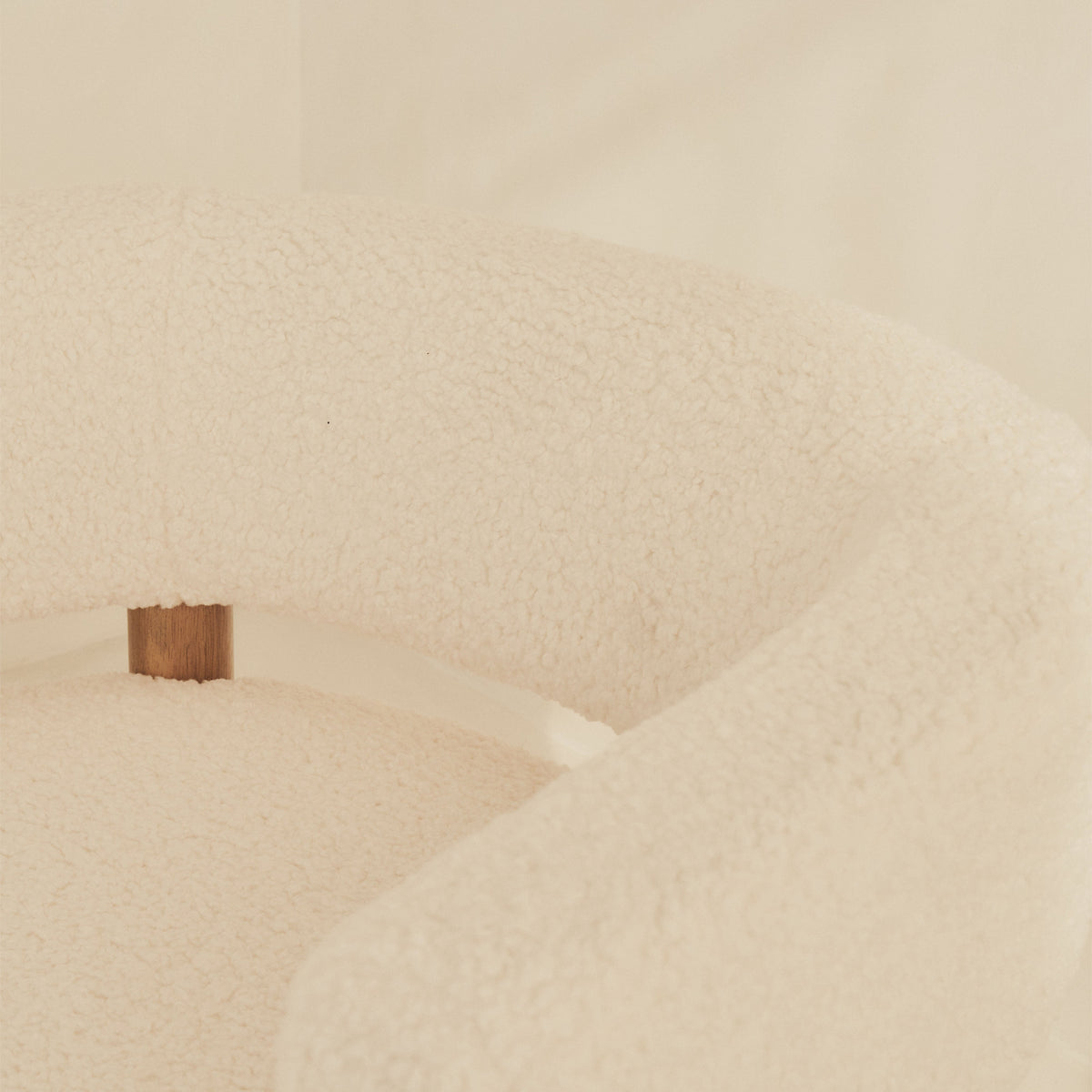 Cara - Boucle Accent Chair Ivory & Warm Wood