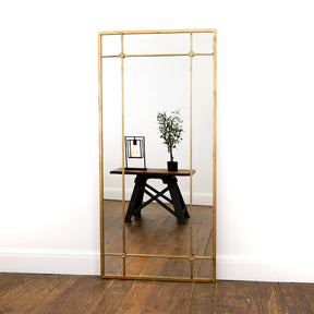 Gold industrial full length metal mirror