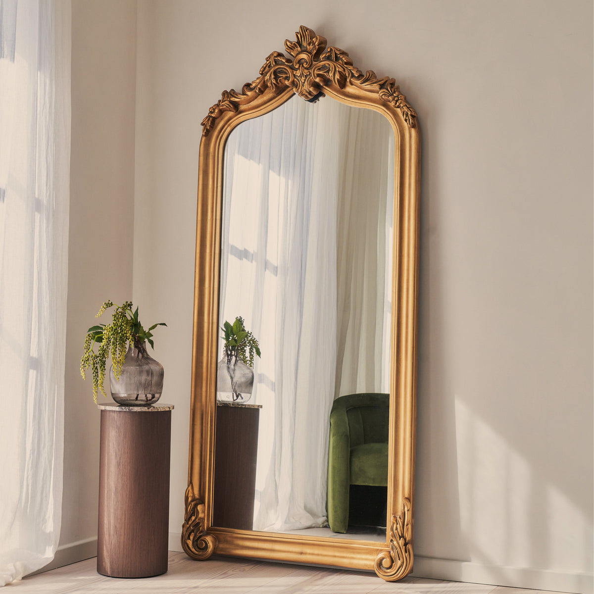 Cristina - Full Length Gold Arched Ornate Mirror 200cm x 90cm