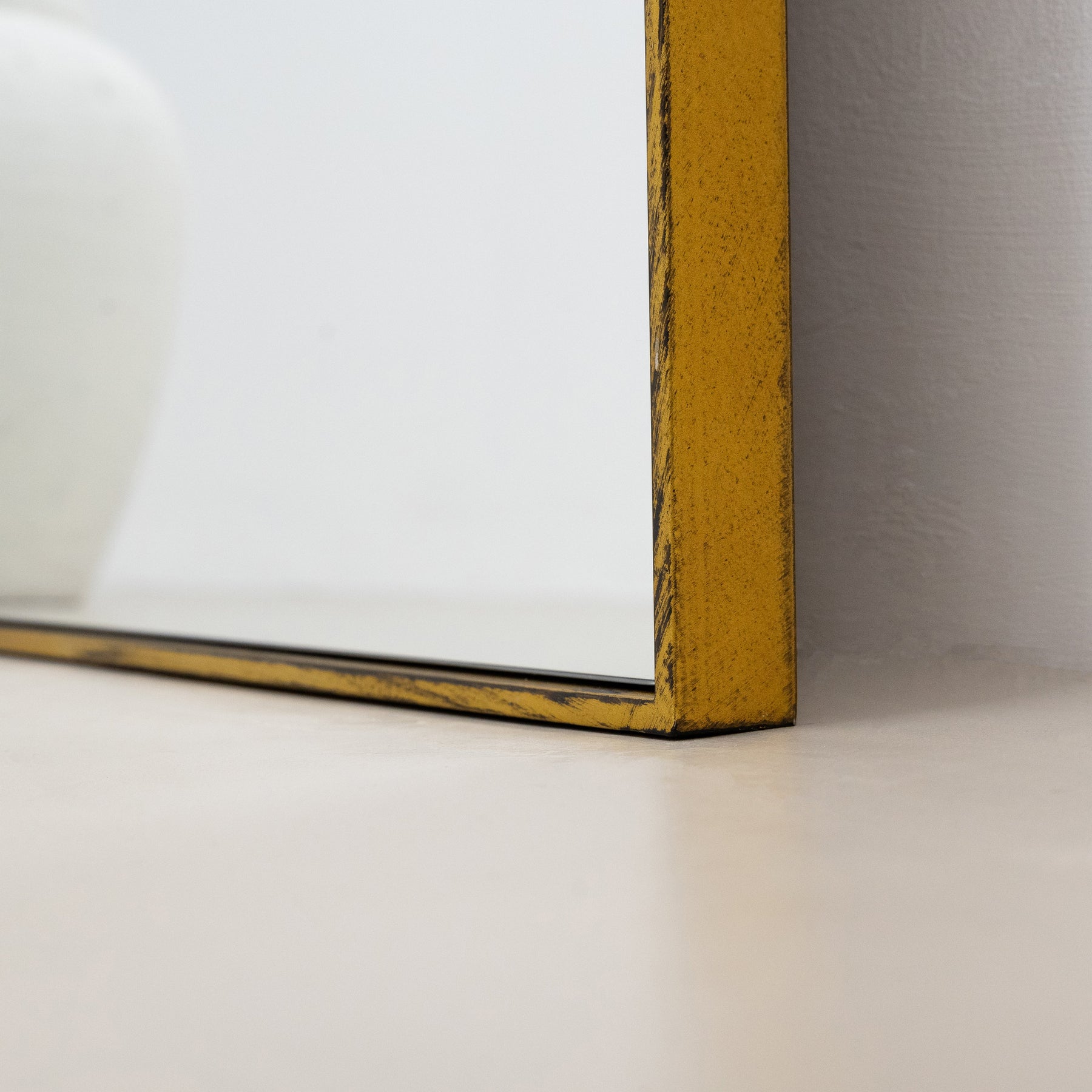 Alternate detail shot of Full Length Gold Extra Large Metal Mirror corner