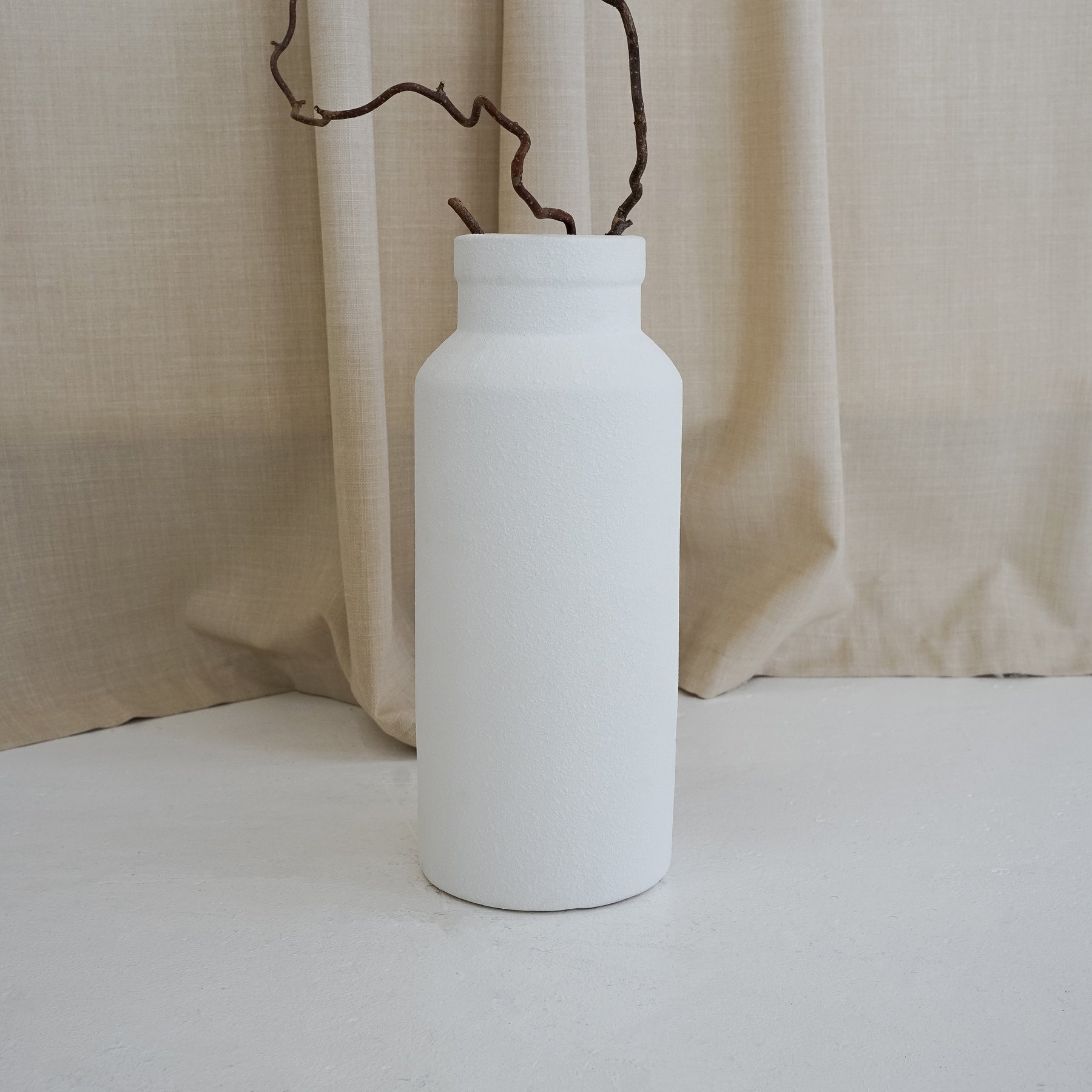 White textured ceramic large vase