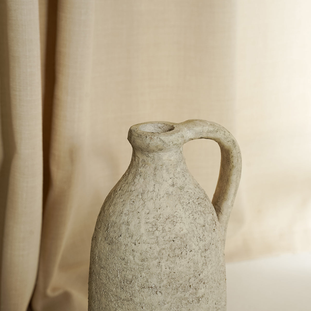 detail shot of Beige Textured Terracotta Small Vase top