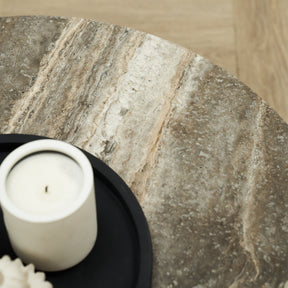 Dante - Silver Travertine Round Coffee Table