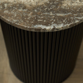 Dante - Silver Travertine Round Side Table