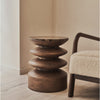 Orinthia - Dark Emperador Marble Round Dark Wood Premium Side Table