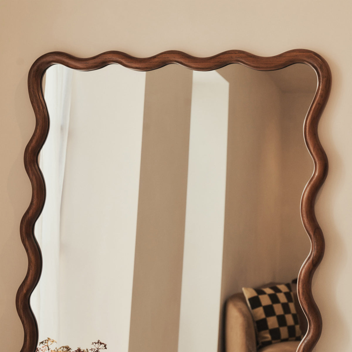 Marea - Dark Wood Wavy Retro Full Length Mirror 170cm x 80cm