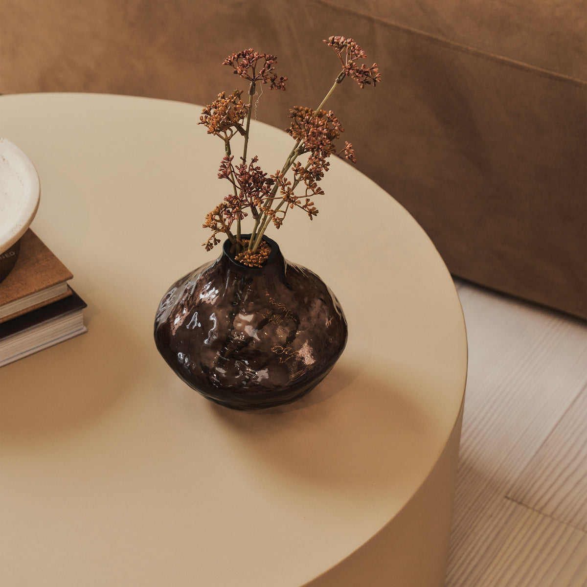 Angelo - Minimal Beige Round Coffee Table Large