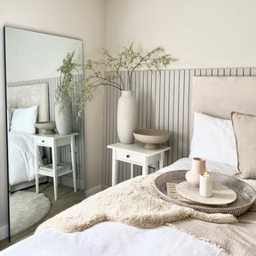 Large Frameless Full Length Rectangular Mirror in bedroom