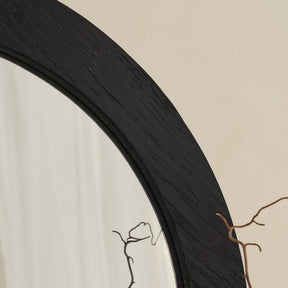 Elowyn - Large Black Elm Wood Round Organic Wall Mirror 100cm x 100cm