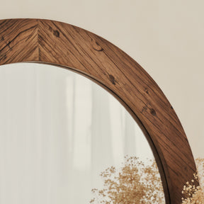 Elowyn - Large Warm Elm Wood Round Organic Wall Mirror 100cm x 100cm