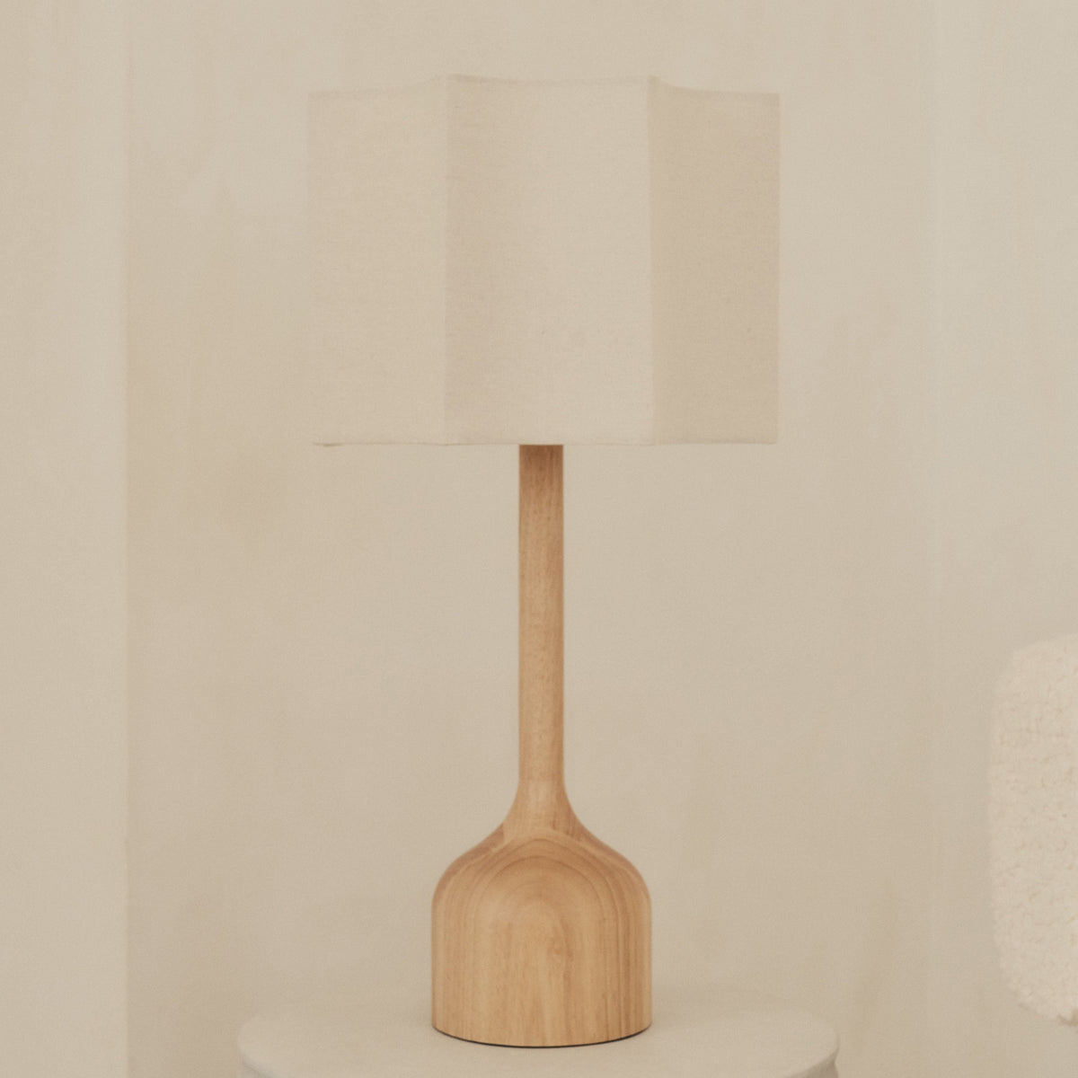 Esme - Light Wood Inverted Scallop Shade Table Lamp