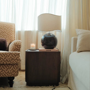 Olera - Chocolate Gloss Ceramic Wave Shade Table Lamp