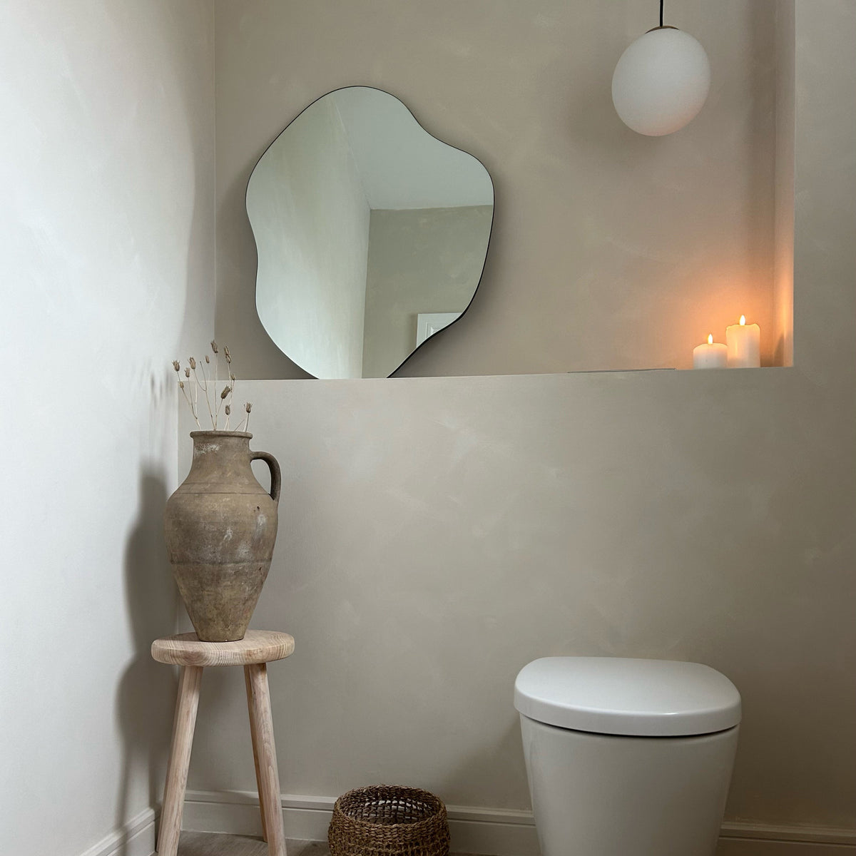 Small Frameless Pond Mirror in bathroom