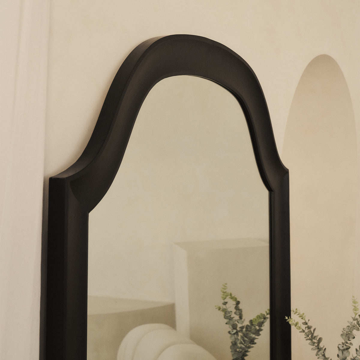 Francisco - Extra Large Arched Full Length Black Wood Mirror 190cm x 120cm