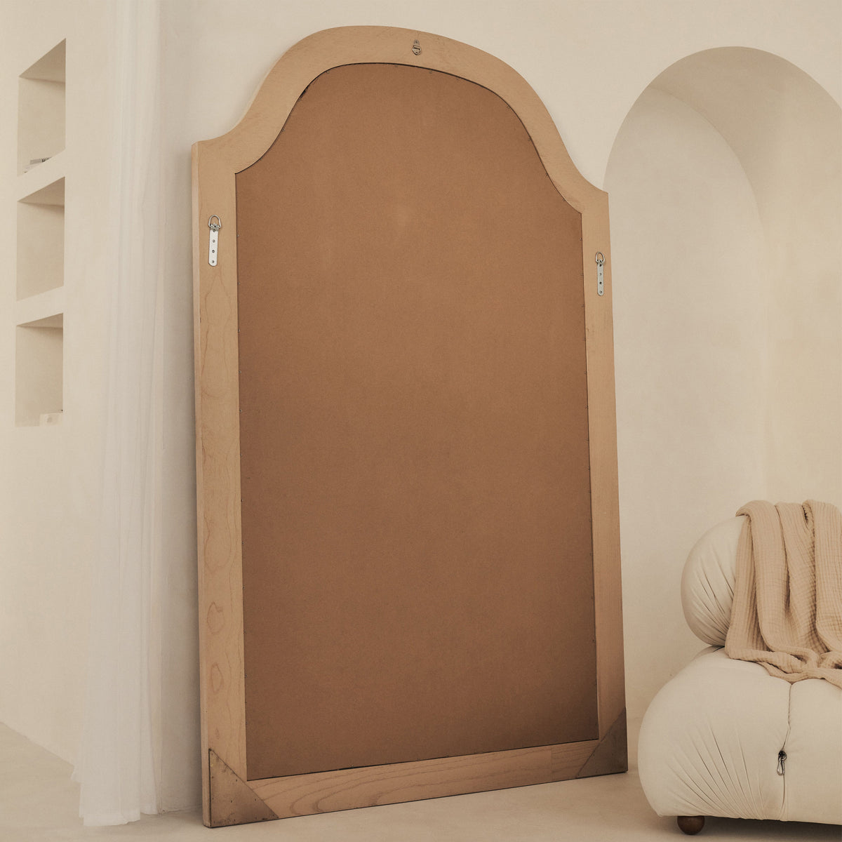 Francisco - Extra Large Arched Full Length White Washed Wood Mirror 190cm x 120cm