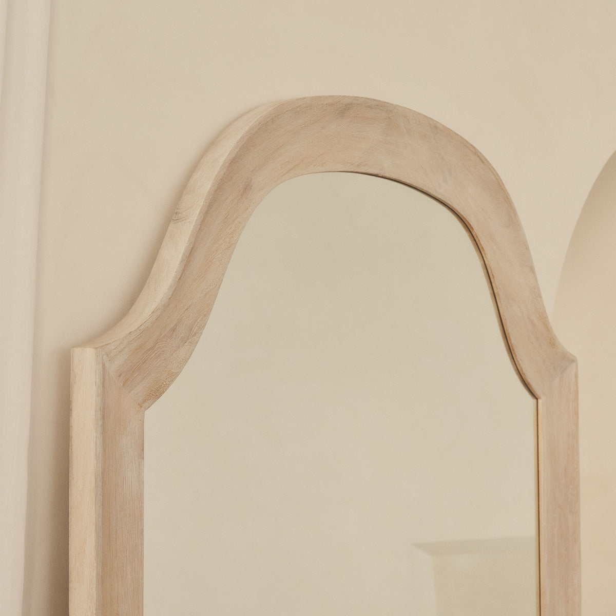 Francisco - Extra Large Arched Full Length White Washed Wood Mirror 190cm x 120cm