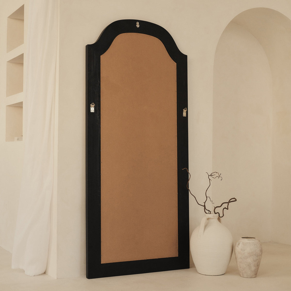 Francisco - Large Arched Full Length Black Wood Mirror 177cm x 79cm