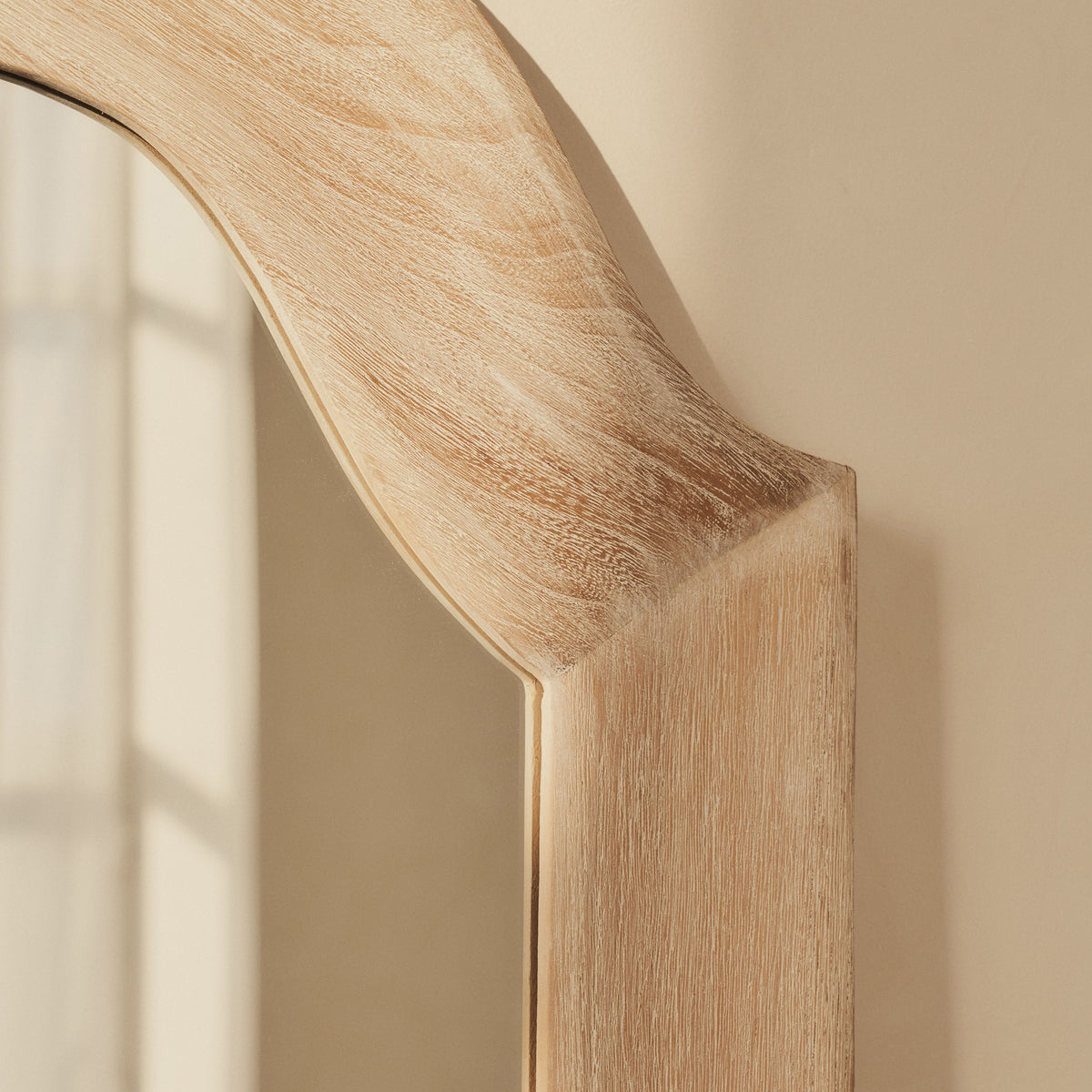 Francisco - Large Arched Full Length White Washed Wood Mirror 177cm x 79cm