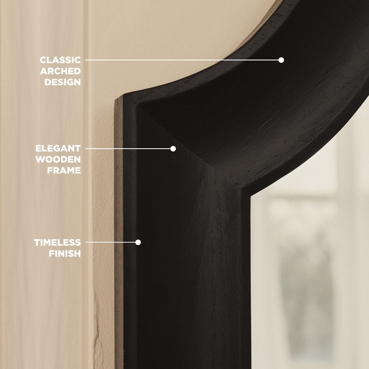 Francisco - Extra Large Arched Full Length Black Wood Mirror 190cm x 120cm