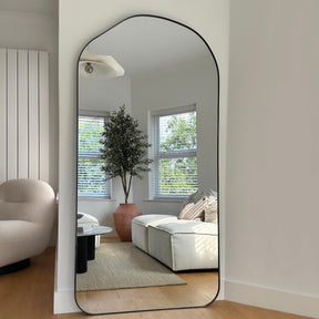 Astrid - Large Full Length Irregular Arched Black Metal Mirror 180cm x 90cm