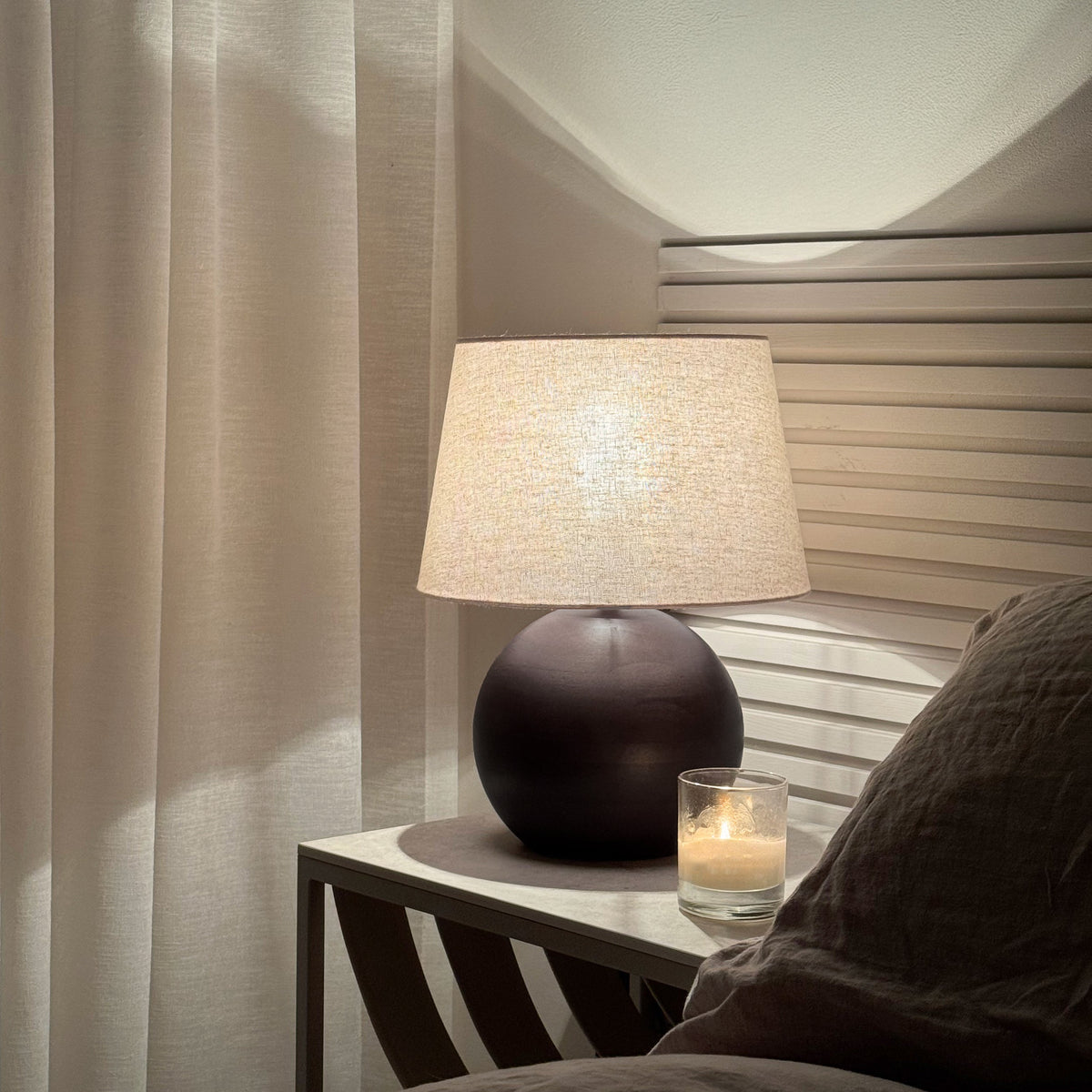 Geneva - Dark Wood Drum Shade Table Lamp