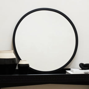 Higgins - Black Metal Modern Round Wall Mirror 60cm x 60cm