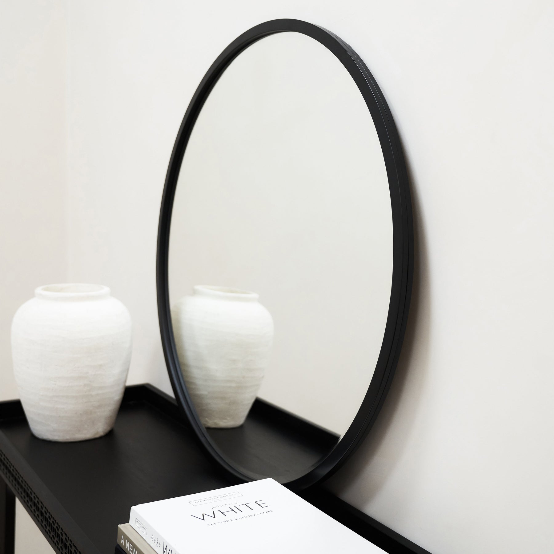 Higgins - Black Metal Modern Round Wall Mirror 60cm x 60cm