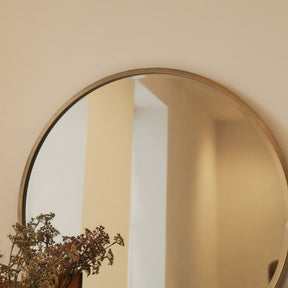 Higgins - Gold Metal Modern Round Wall Mirror 80cm x 80cm