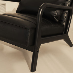 Hudson - Leather Accent Chair Black & Black Wood