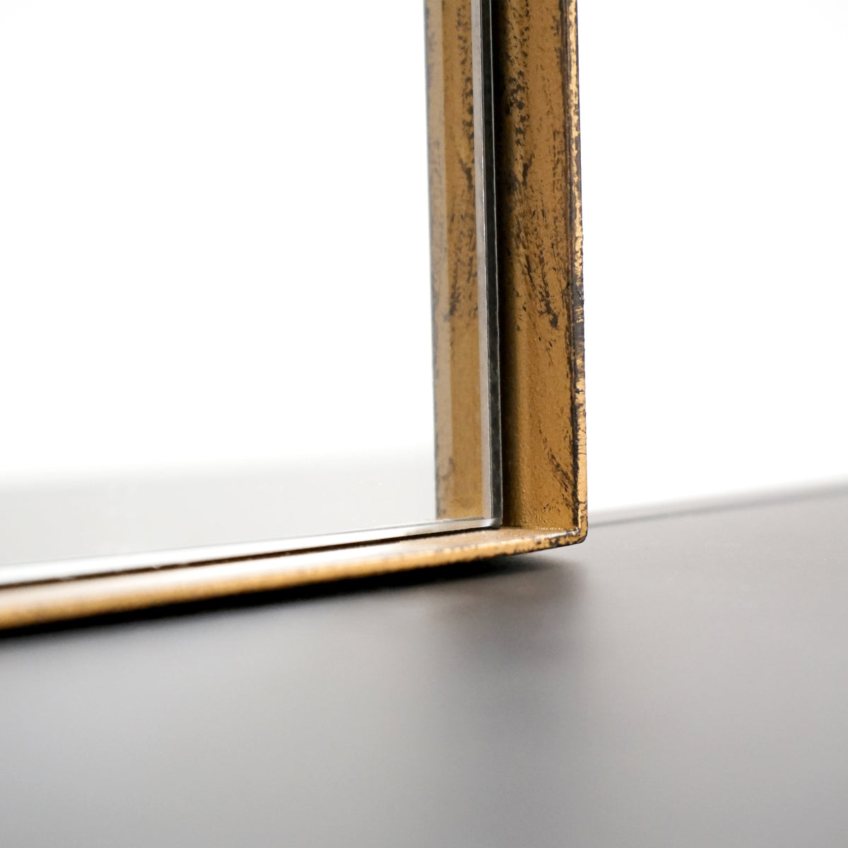 Gold Arched Metal Overmantle Wall Mirror detail shot of corner