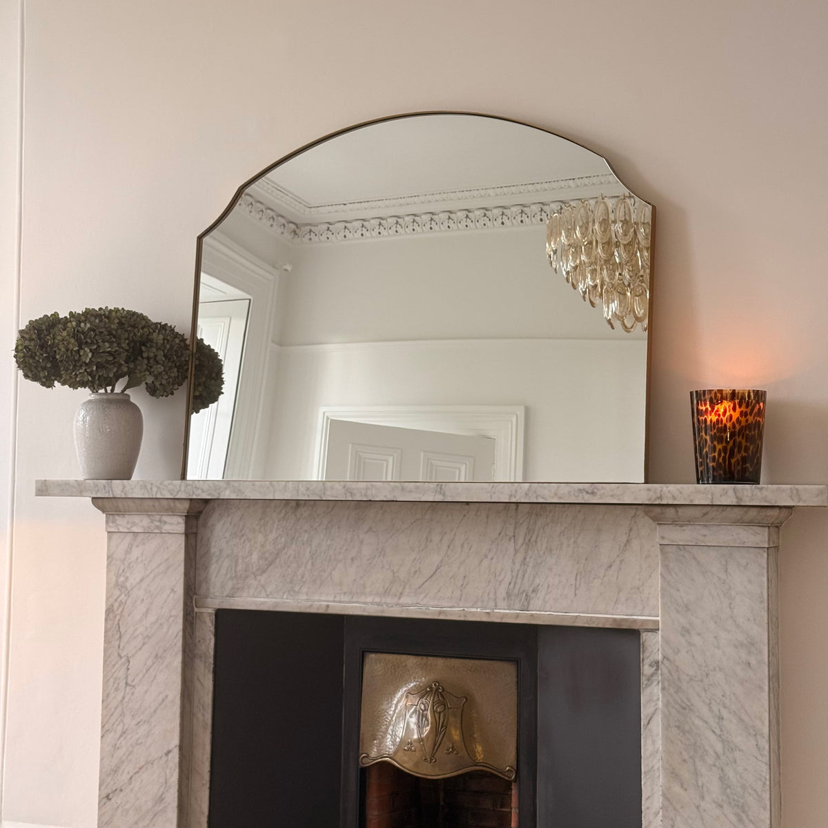 Isla - Gold Wide Arched Metal Overmantle Wall Mirror 120cm x 90cm
