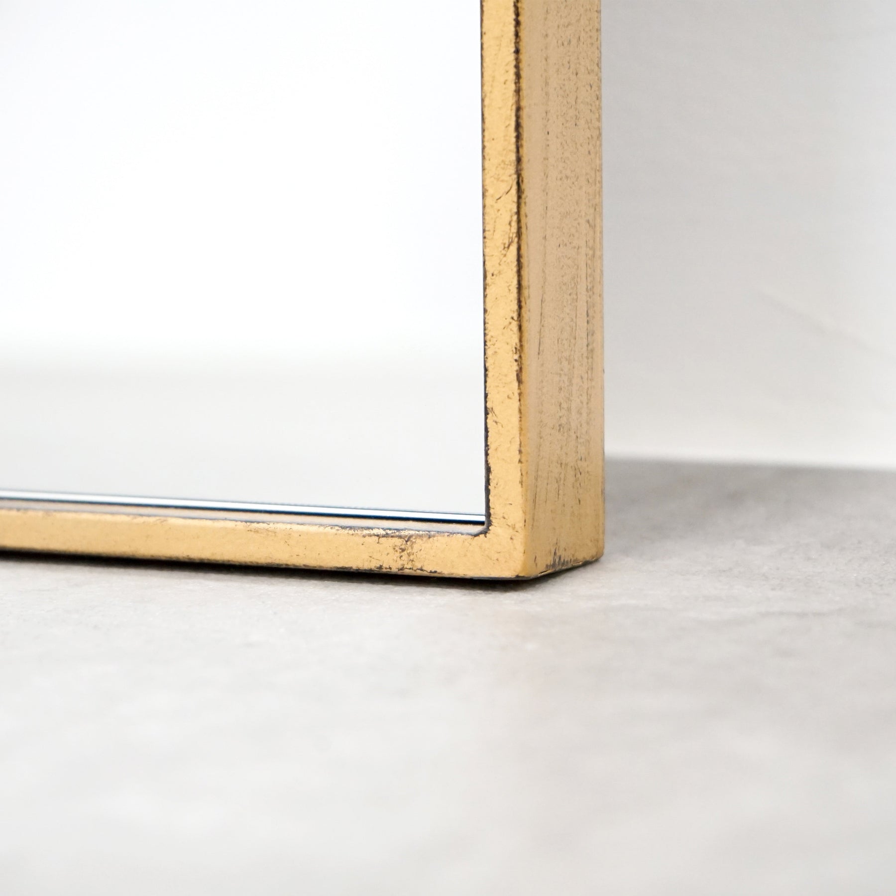 Gold Full Length Arched Metal Mirror detail shot of corner